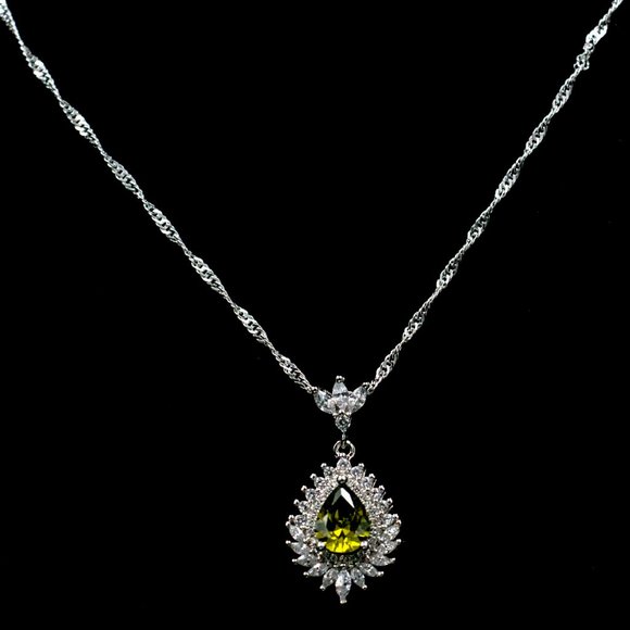 BRAZILIAN PERIDOT, WHT TOPAZ, 925 PENDANT -JNSCGW1 - Picture 2 of 5